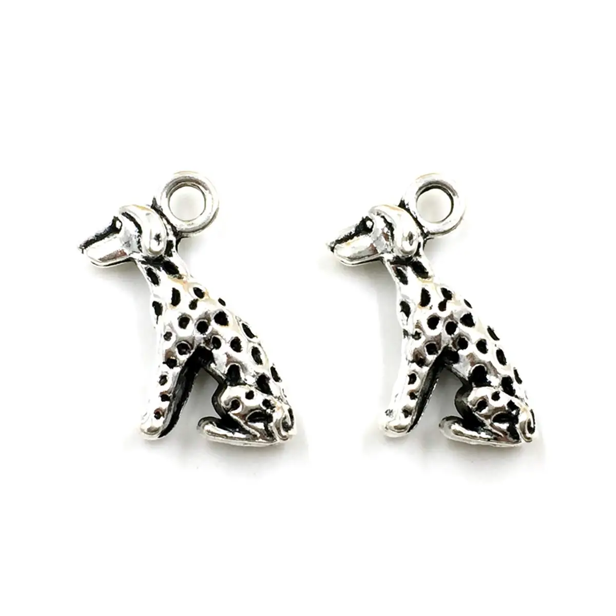 100PCS Vintage Silver Tone Mini Sitting Dog Charm Pendants 16x9mm DIY Bracelets Jewelry Making Supplies Handmade Materials Pack