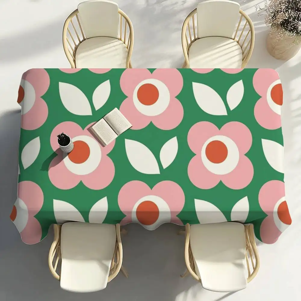 O-Orla Kiely Flower Table Cloth Home Party Picnic Dining Room Kitchen Patios Stain-Proof Polyester Table Cloth
