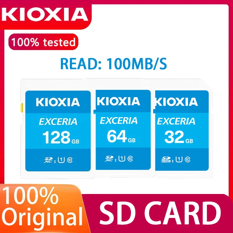 

Kioxia EXCERIA SD Card 32GB/64GB/128GB Class 10 UHS-I Original Memory Card for Digital Camera Full HD Recording