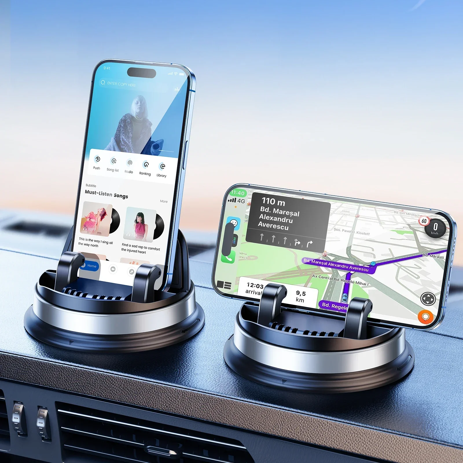 Eary Car Phone Holder Mount Dashboard 360°Rotatable Tablet Stand Universal Car Bracket for iPhone 15 Pro Max/14/13  Samsung S24