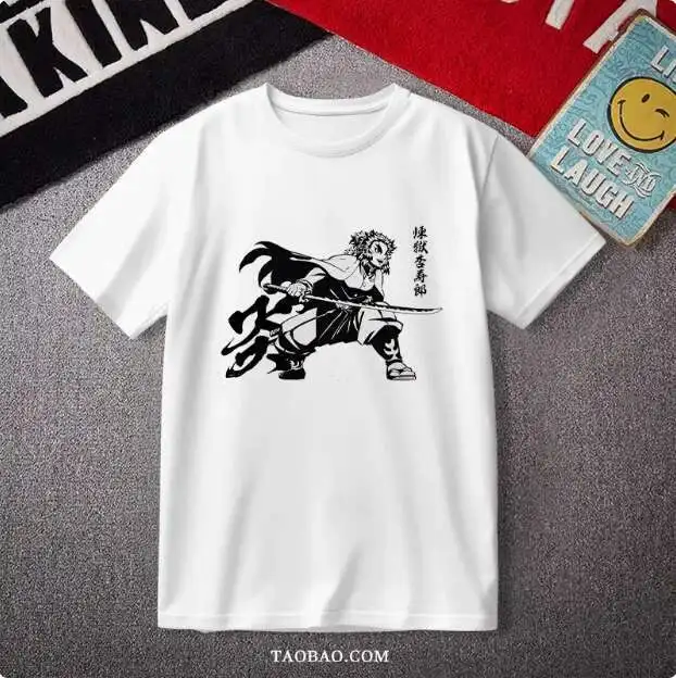 

Anime Demon Slayer Rengoku Kyoujurou Short Sleeve T-Shirt Summer Cosplay Student Loose Tops anime