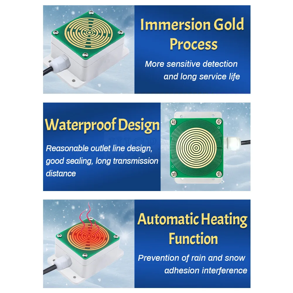 雨と雪のセンサー送信機、気象誘導検出、ip65出力、0-2v、0-5v、0-10v、4-20ma