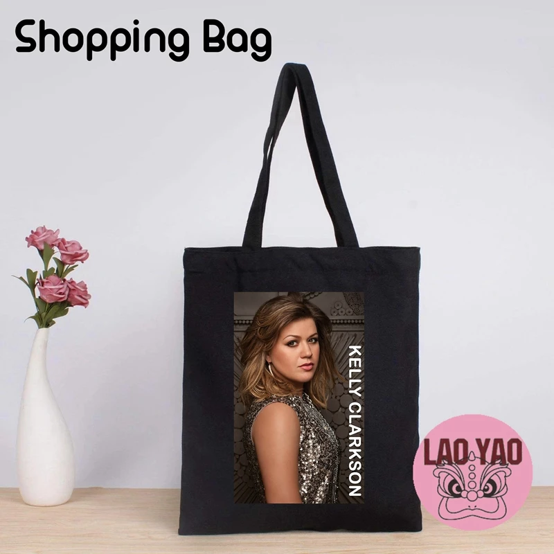 

Kelly Clarkson Tote Bags for Women Fashion Singer Shopper Bag Girl Friend Gift Shopping Woman Cloth Canvas Large Fabric