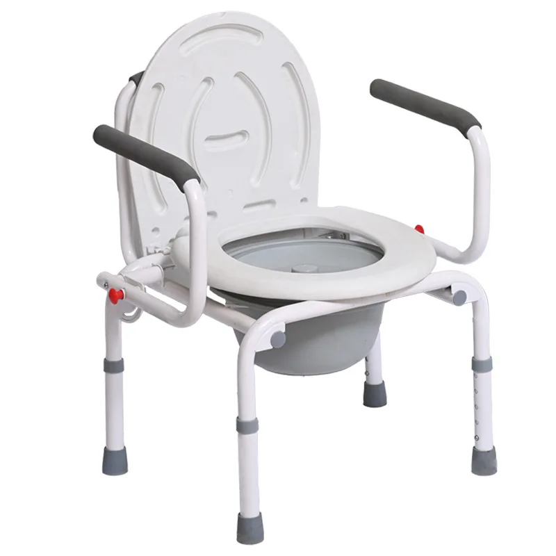 Chaise de toilette pour personnes âgées, chaise de toilette portable épaissie pour usage domestique, chaise de toilette pliable pour femmes enceintes, en alliage d'aluminium