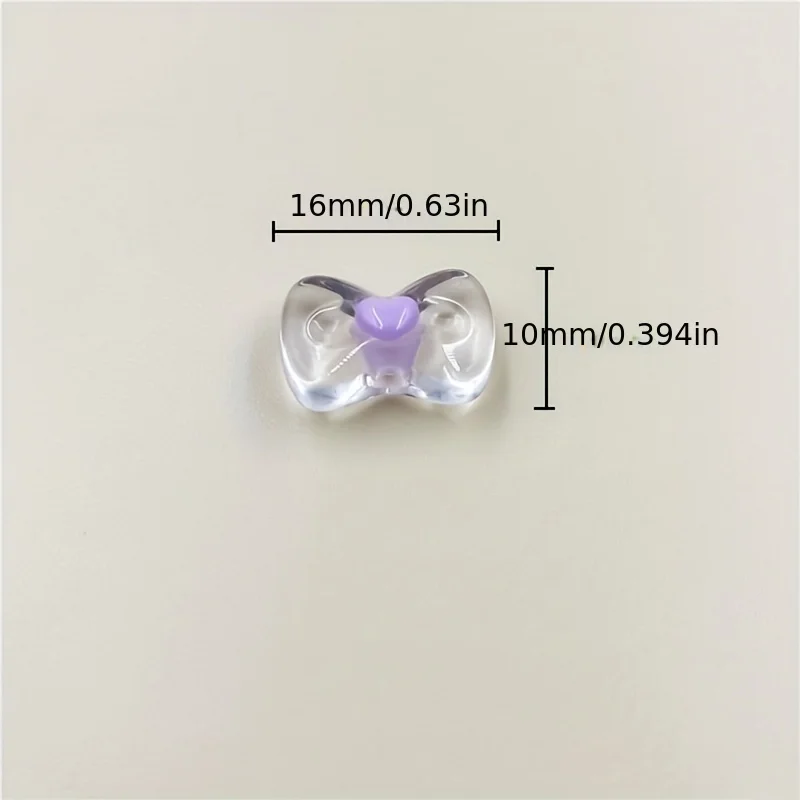 투명 및 무광 아크릴 하트 활 비즈 귀걸이 팔찌 재료, DIY 수제 어린이 보석 만들기, 10mm * 16mm, 봉지 당 10 개