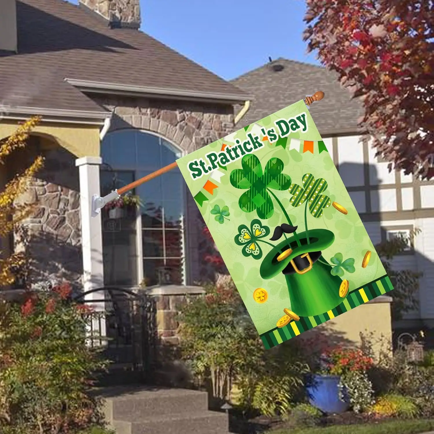 St Patrick's Day Flag,Shamrock St Patricks Flag 28 x 40 Inch Clover House Flag for Garden and Home Decorations WWP zzo