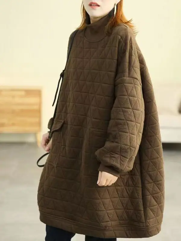 

plus Size Autumn Winter Thiened Mid-Length Hoodie Dr Women's Faionable Cotton Clothes Korean Sle Straight Cut