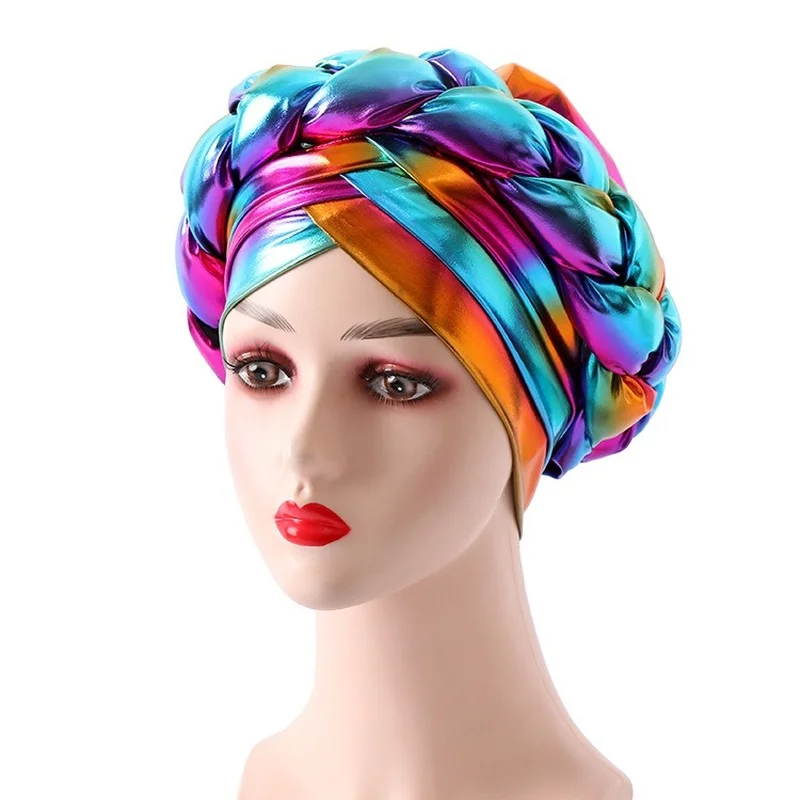 Gold Already Made Headties Turban Aso Oke Auto Gele Head Wraps Pattern Fabrics Headscarf Hats for Women African Bonnet