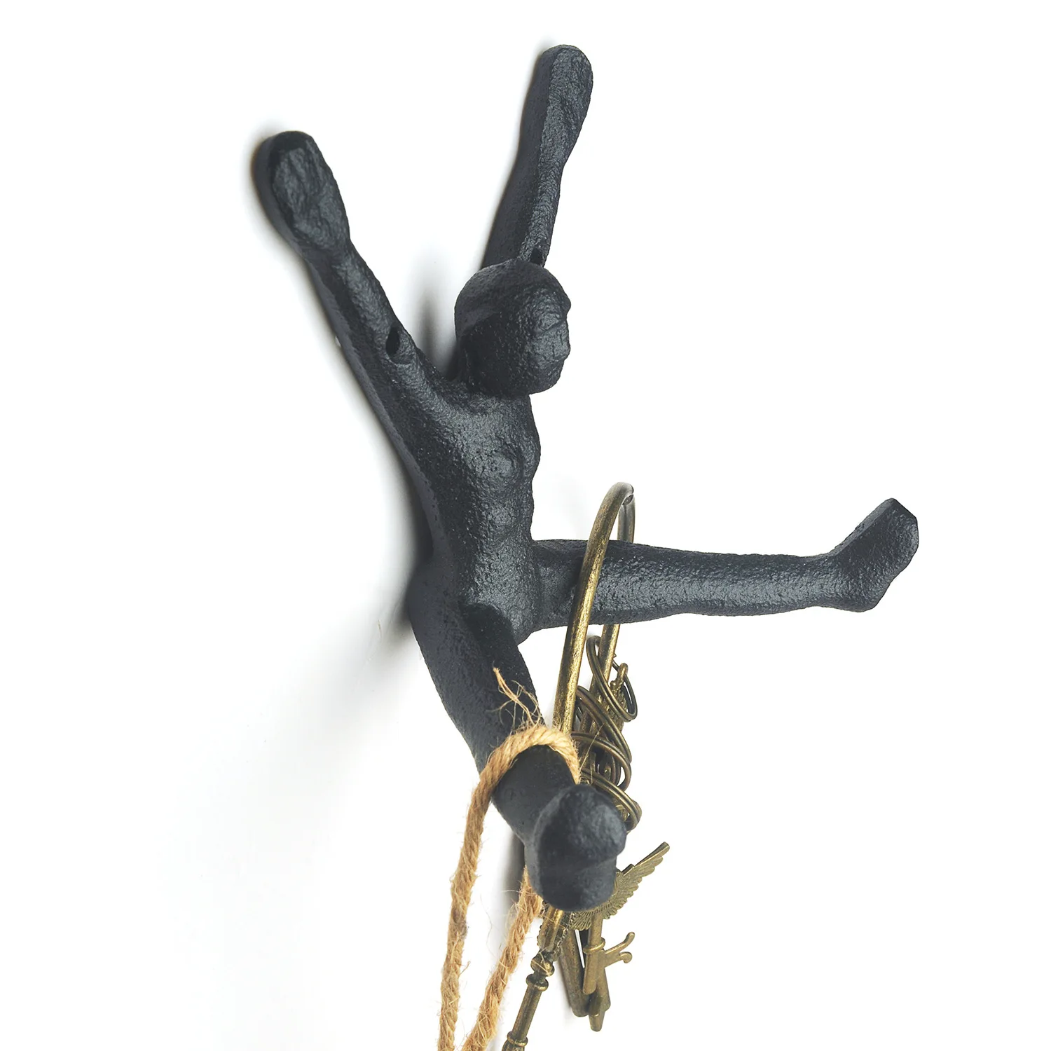 Cast Iron Decorative Wall Hanging - Athlete Climber Hook Sculpture, Unique Shape for Home or Office Decor