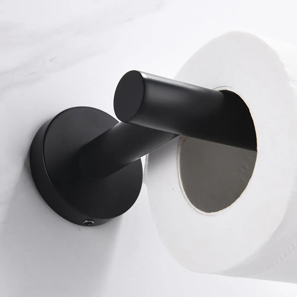 Toilet Paper Holder Wall Mounted Punch Free Black Stainless Steel Tile Safe Renter Friendly Bathroom Accessory