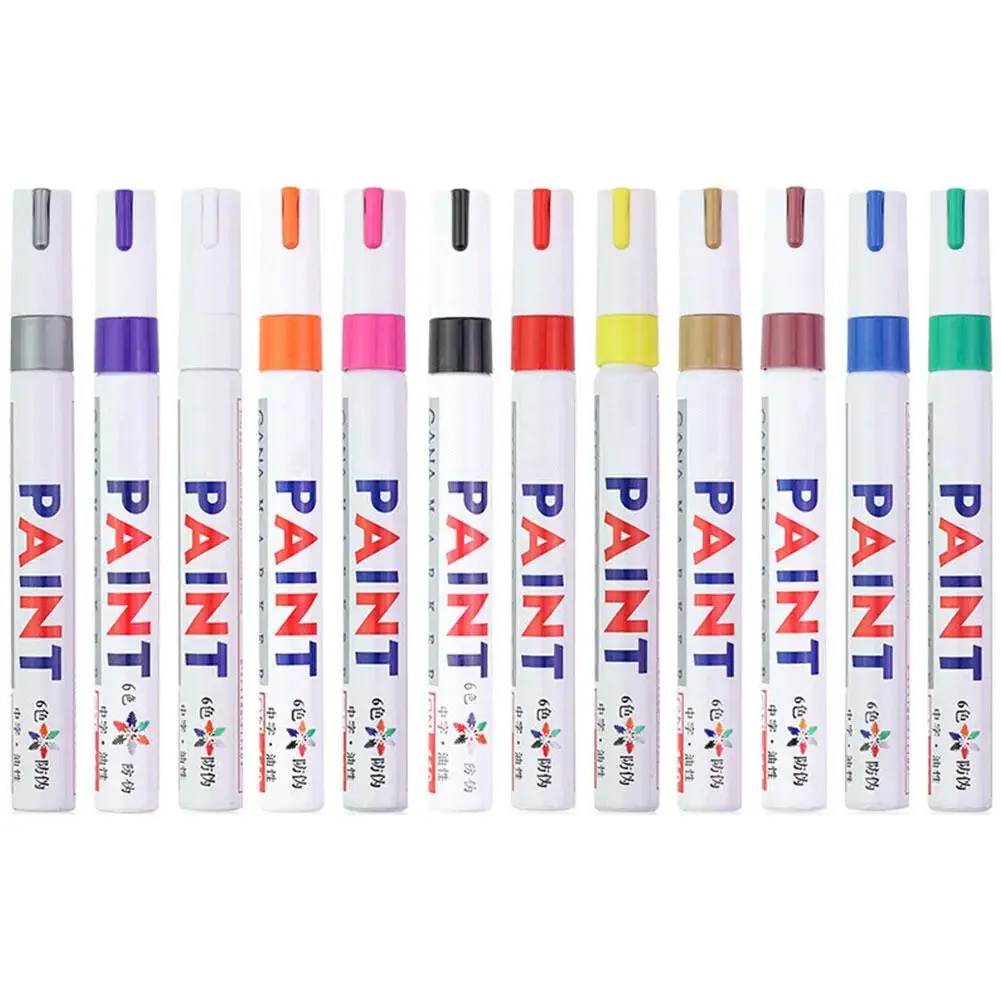 3 قطع قلم طلاء أبيض علامات طلاء مقاومة للماء لإطارات السيارة مجموعة أقلام طلاء تعتمد على الزيت سريعة الجفاف ودائمة