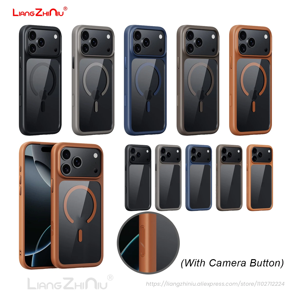 

Прозрачный HD-чехол Magsafe для Iphone 17 Pro Max 17 Air 17 Pro 17, магнитный чехол для телефона из ТПУ + ПК, противоударный (с кнопкой камеры)