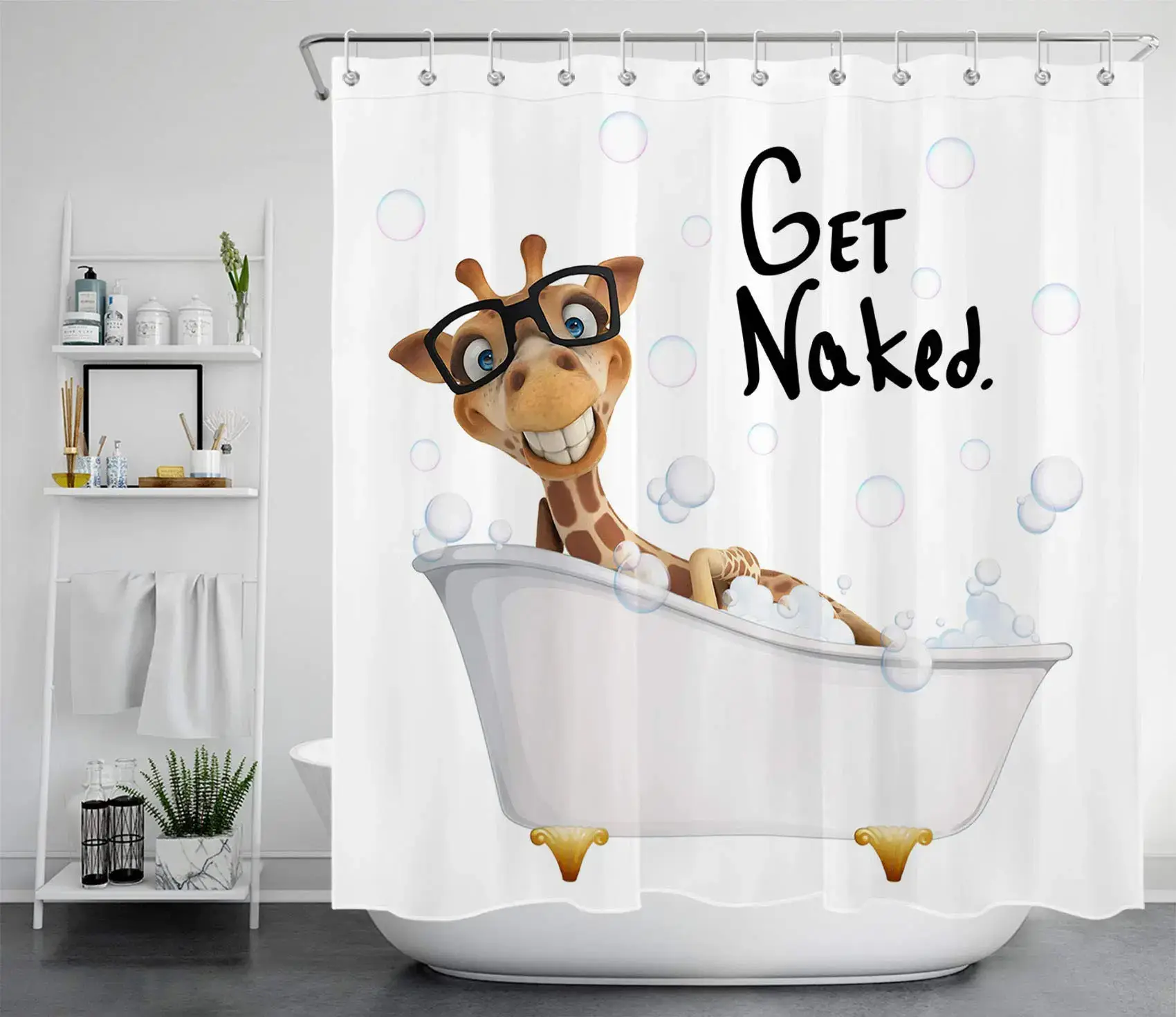 Cartoon Printed Shower Curtain, Cute And Interesting Animal Patterns, High Quality Waterproof Partition Curtain For Bathroom