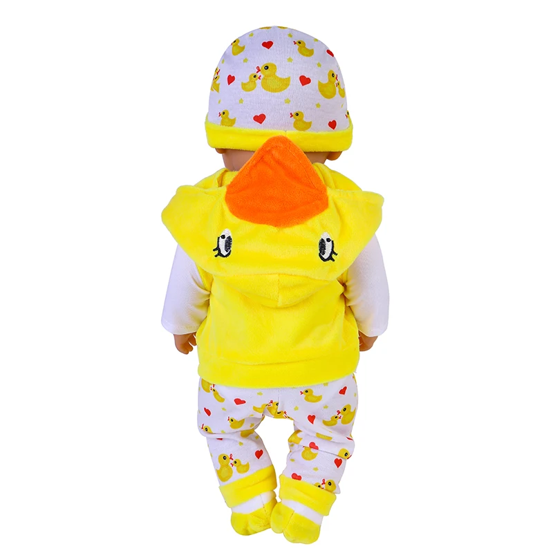 17 Inch Baby Doll Clothes Cute Duck 5Pcs Outfits for 43cm Toys Reborn Doll Clothes New Born Baby American 18 Inch Girl Doll