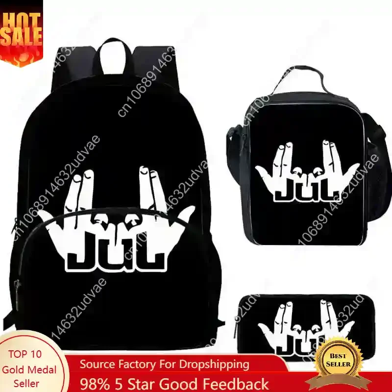 

Rapper JuL C'est Pas Des Lol Child Backpack with Front Pocket,Lunch Bags,Pencil Bags for Aged 5-10 Anime Bag Boy Girl,Best Gift