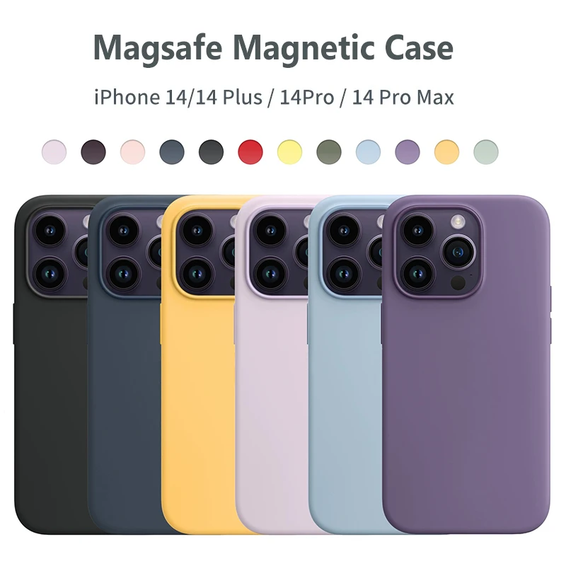 

Original Apple Magsafe Liquid Silicone Magnetic Case For iPhone 14 Pro Max 14 Plus Case Wireless Charging Drop Protect Cover