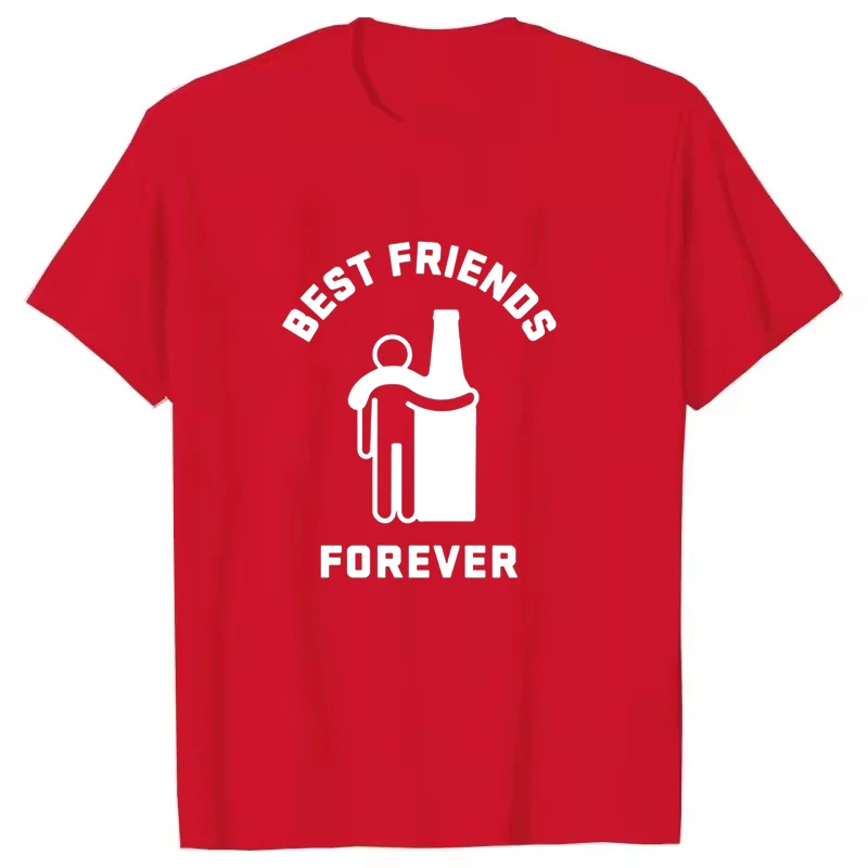 Neues Lustiges BEST FRISNDS FOREVER Aufdruck T-Shirt Kurzarm O-Ausschnitt Locker Sitzend Herren Damen Sommer Cooles T-Shirt Unisex Tee Shirt Top Shirts – Detail 5
