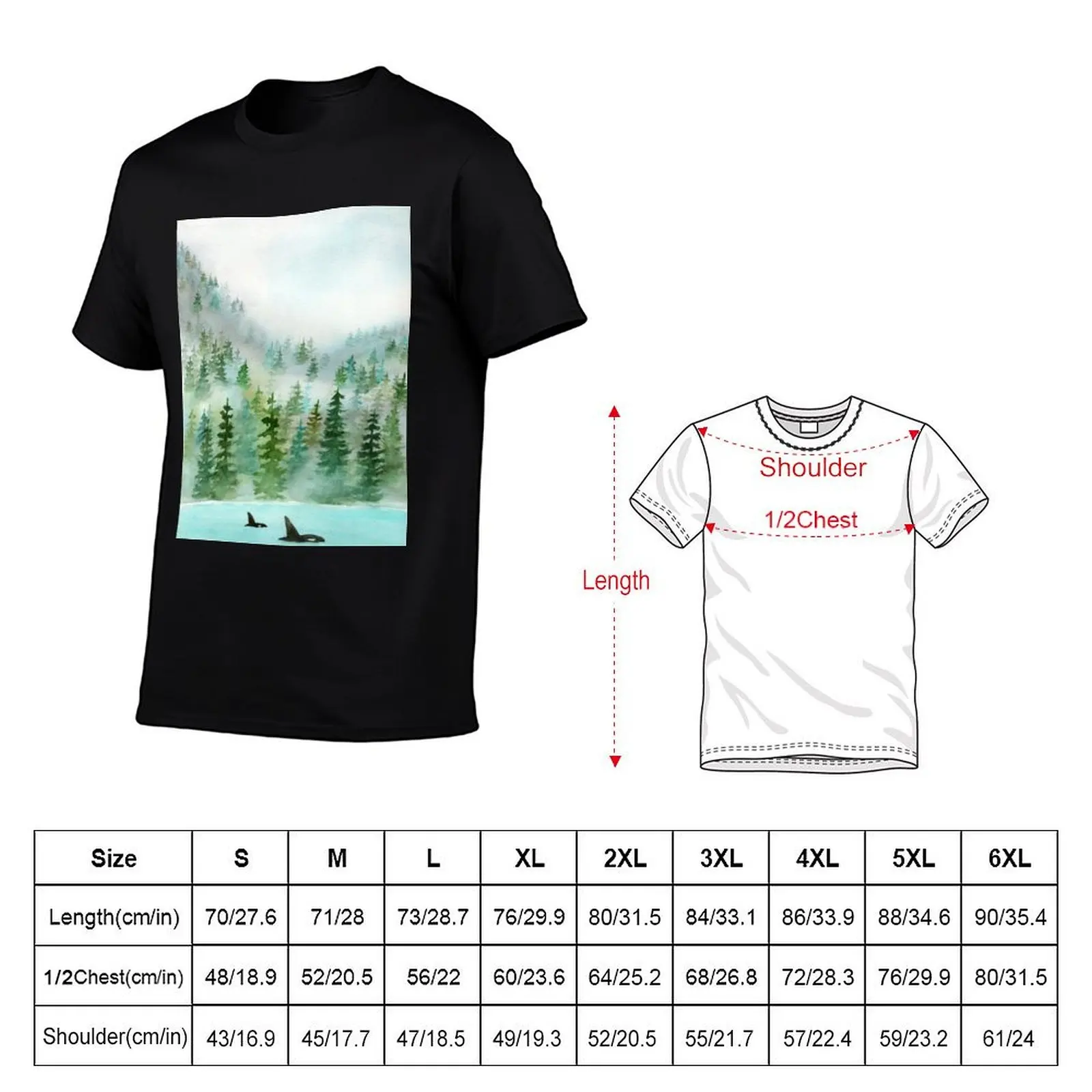Pinetrees and Orcas T-Shirt man t shirts for men man t shirt heavy cotton t shirts for man cotton soft T-Shirt