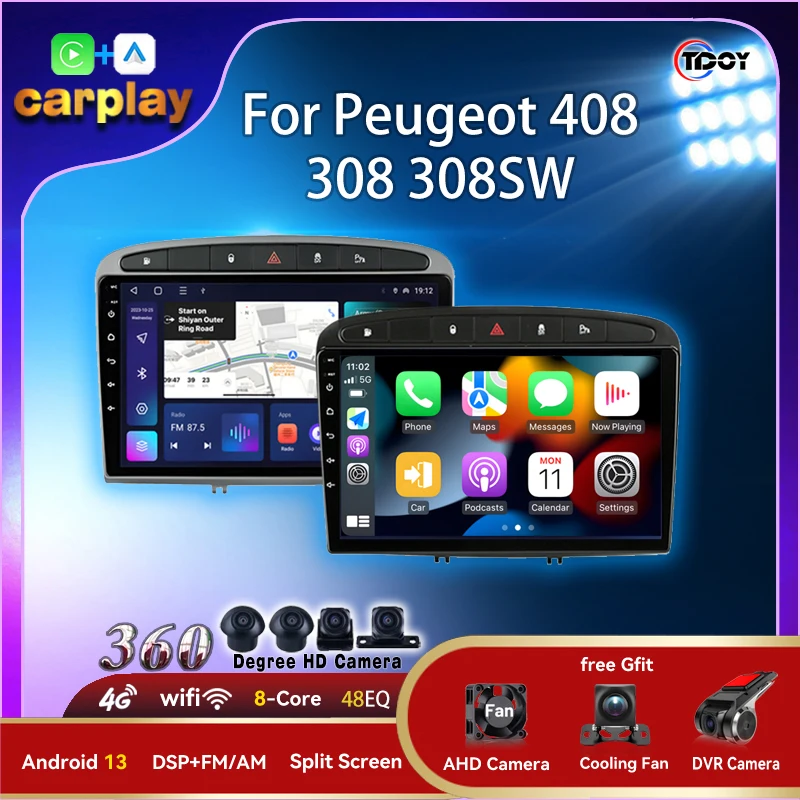 

Android 13 Car Radio For Peugeot 408 308 308SW Automotive Multimedia Player 8Core WIFI GPS 4G Car Radio Autoradio Video Carplay