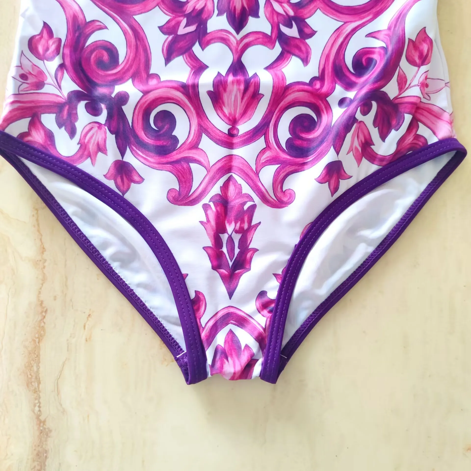 2026 New Children's Swimsuit Purple Floral One Piece Swimsuit With Swim Cap For Girls Toddler Baby Girl Bathing Wear - view 3
