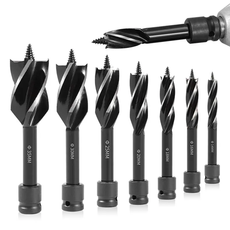 Twist Drill Bit Set Wood Fast Cut Auger Drill Bit For Wood Cut Suit，Electric Wrench Adapter Set for Woodworking