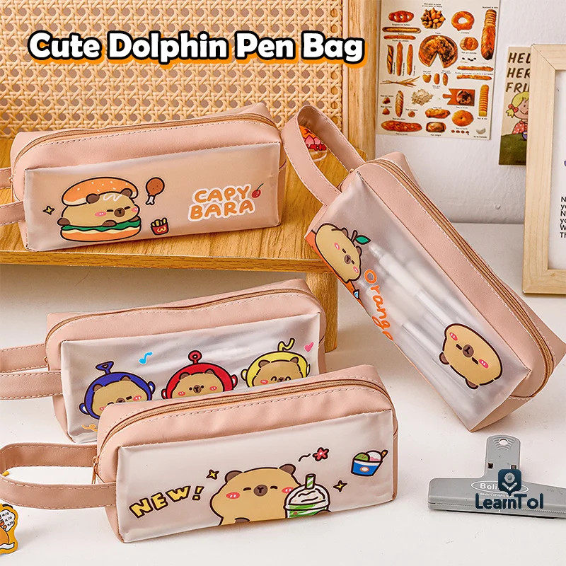 

Cute Portable Minimalist Capybara Pencil Case Cartoon Transparent Pencil Case Large Capacity Pencil Case Student Stationery