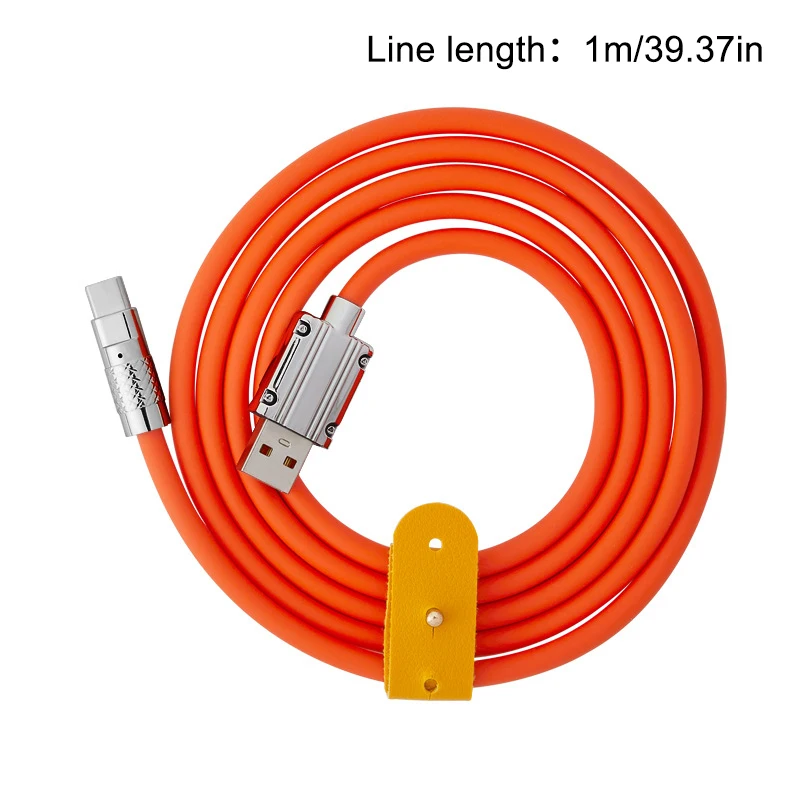 New 1PCS 6A 120W Fast Charging Data Cable 1m 2m Silicone Thick With Light Mobile Phone Fast Charging Cable