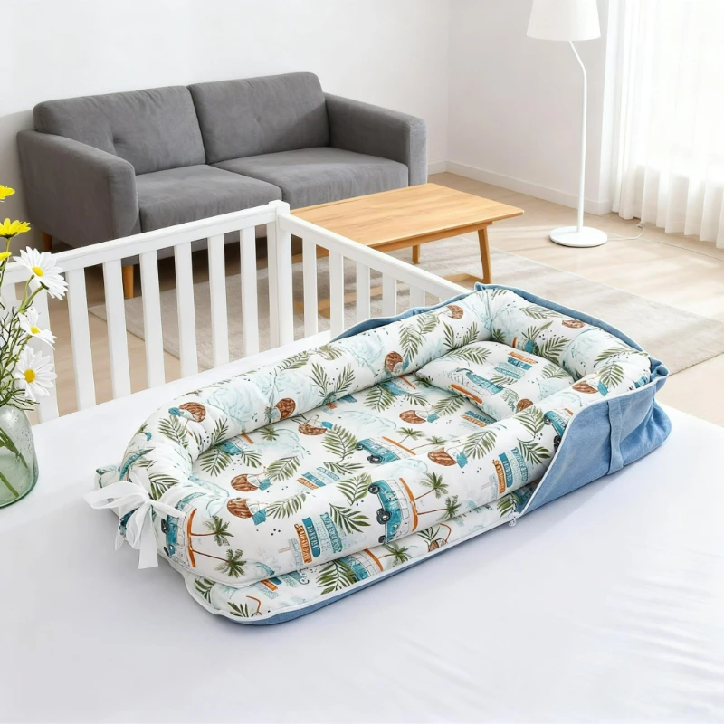 

Новый регулируемый переносной шезлонг-колыбель для младенцев 2026 года, моющееся гнездышко для совместного сна, моющаяся кроватка-люлька