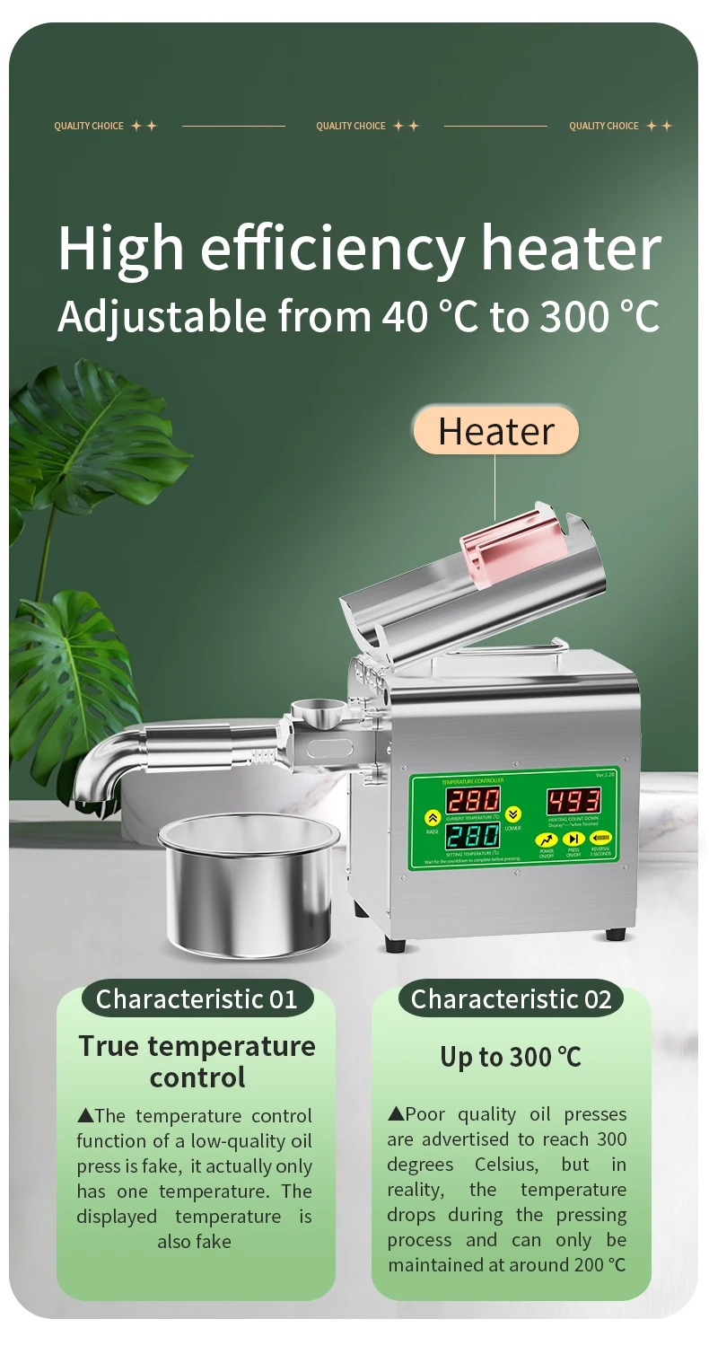X3S 600 W Intelligente Ölpresse Maschine 220 V 110 V Edelstahl Kalt- und Heißpresse 20+ Ölsamen Echtzeit-Temperaturregelung – Detail 7