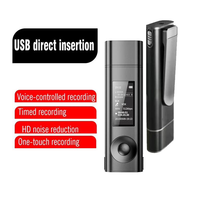 Mini Voice Recorder with Clip 8-32GB Noise Reduce USB Flash Drive Small Sound Activated Audio Record Pen Ditachphone MP3 Player