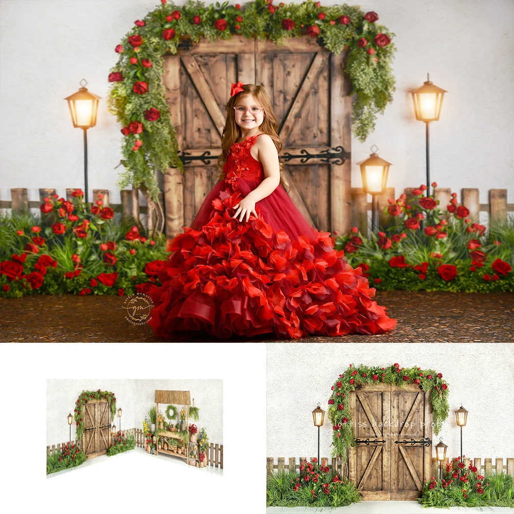 Spring Roses Doorway Room Backdrops Kids Girl Photography Decors Child Adult Photostudio Props Floral Garden Background