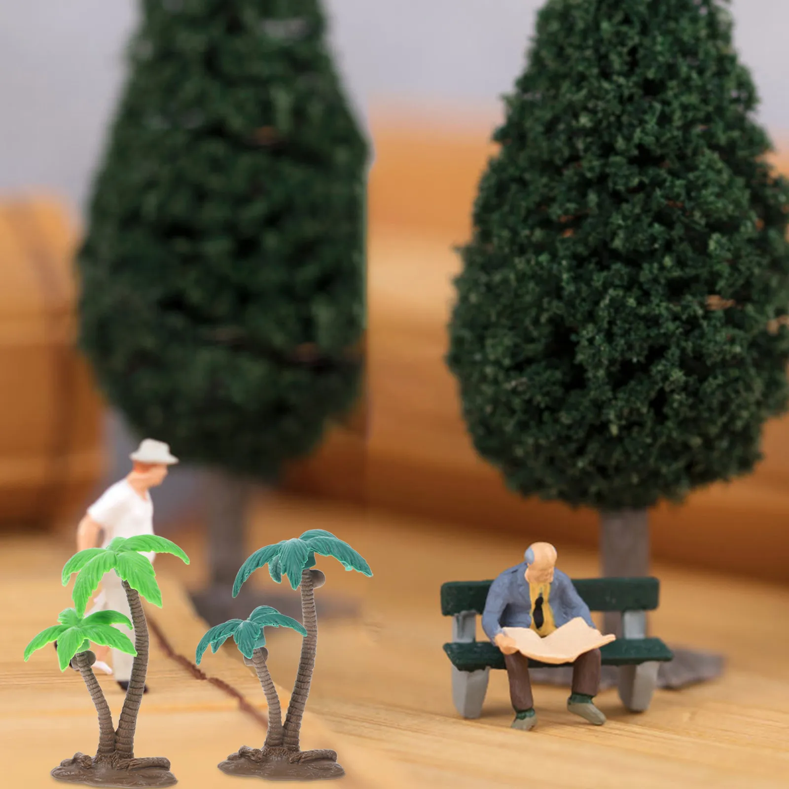 10Pcs Realistic Artificial Coconut Tree Miniature Decor for Sand Table DIY Micro Landscape Garden Terrarium Scene Building Green
