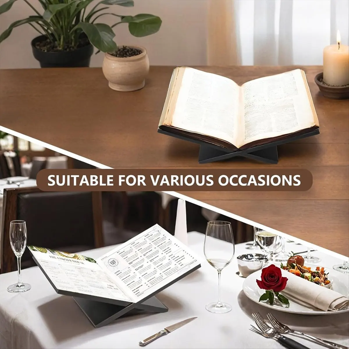 

Y69A Open Display Stand, Wooden Large Book Holder, Coffee Table Stand, Wood Easel for Magazine, Art, Cook Book, Bible, Quran