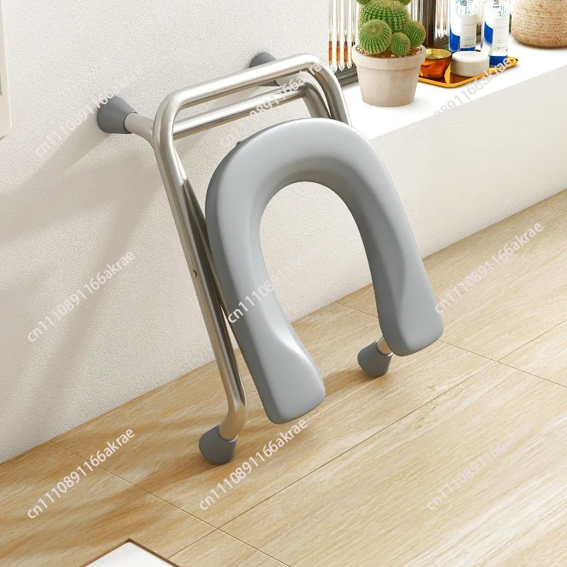 U-shaped stainless steel foldable elderly seat commode stool for bathroom seating Hollow stool is sturdy and non-slip