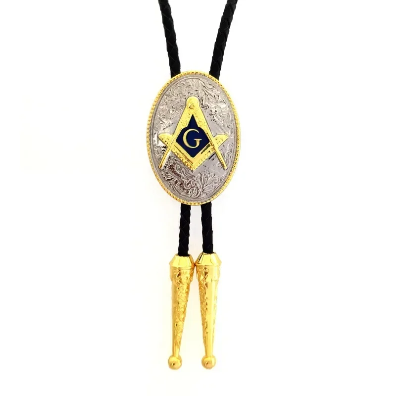 New BOLO TIE Trendy Man Masonic Golden Letter G Necktie Retro Cord Personality Men's Tie Banquet Party Accessories Jewelry Gifts