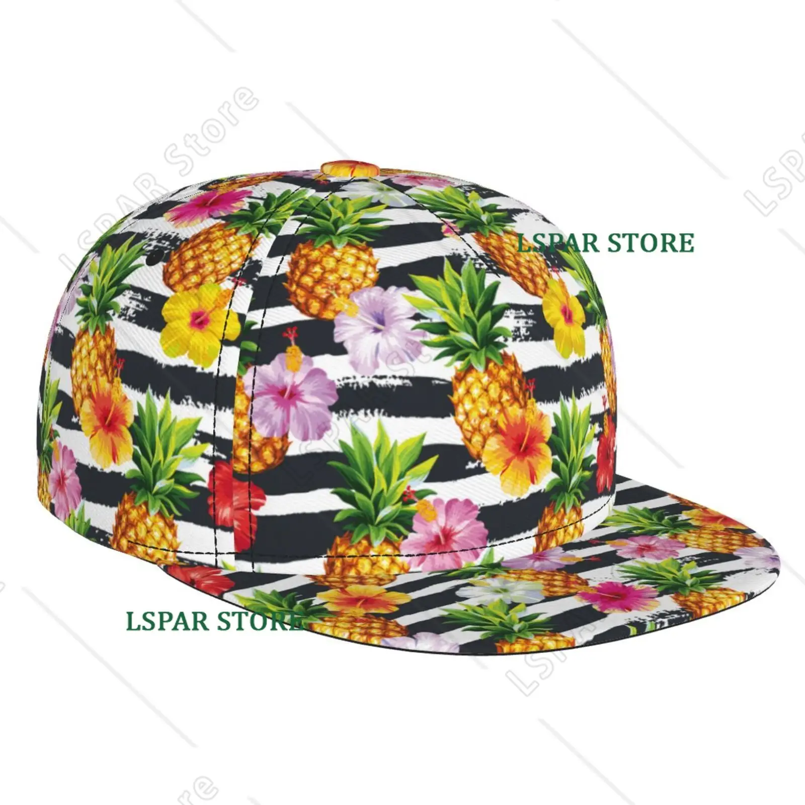 Tropical Hawaiian Printed Flat Brimmed Hat Street Skateboarding Hip Hop Hat Outdoor Leisure Sunshade Baseball Hat Universal