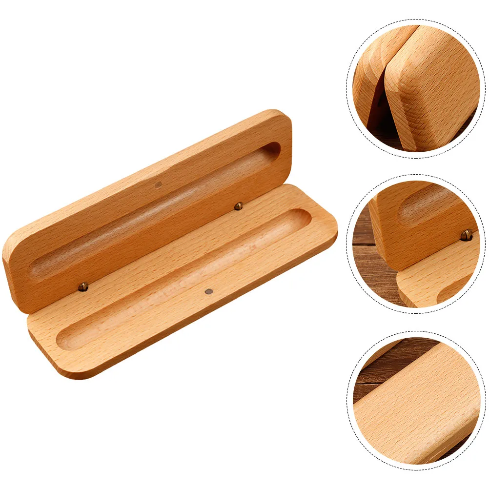Wooden Single Pen Holder Premium Eco-Friendly Gift Box for Fountain Ballpoint Pens Display Storage Organizer Office School