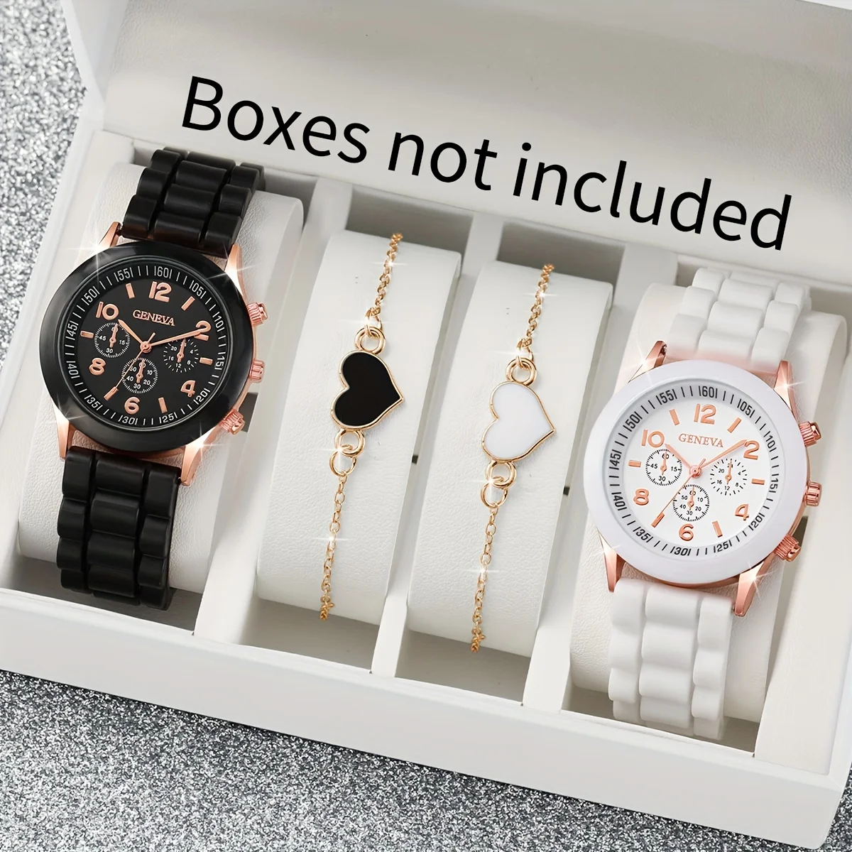 4 Piece Fashionable Multifunctional Creative Personalized Couple Watch Quartz Watch With Love Bracelet Combination Set