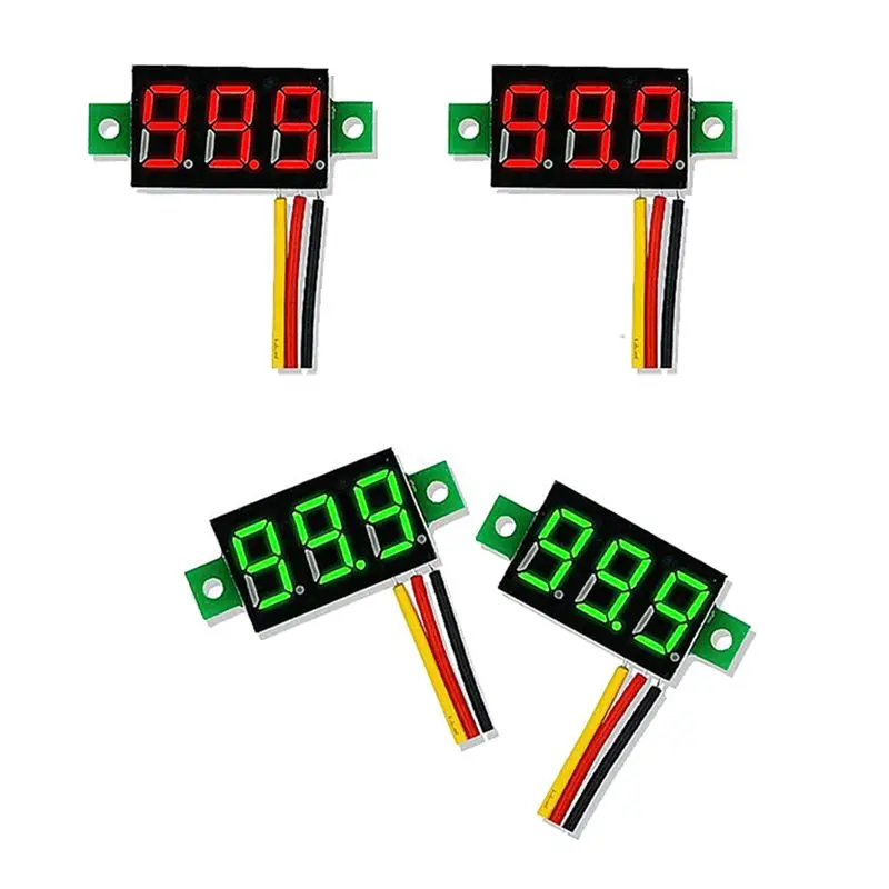 AU28-Mini DC Voltmeter Display 3-Wire DC 0-100V Voltage Tester 20PCS 0.28 Inch LED Panel 4 Colors Combined