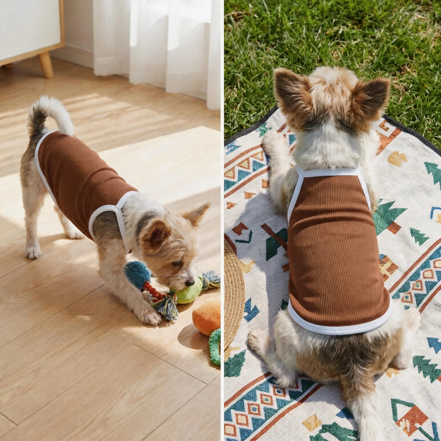 1 PC Cute Dog  Vest with White Trim! Comfortable Stretch Pit Bull Tank Top for French Bulldog Corgi, Breathable Soft Pet Clothes - view 6