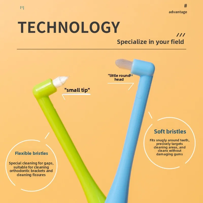 

2pcs Small Head Single-Beam Soft Teeth Cleaning Toothbrush Orthodontic Interdental Brush Soft Hair Implant Adult Oral Care Tools