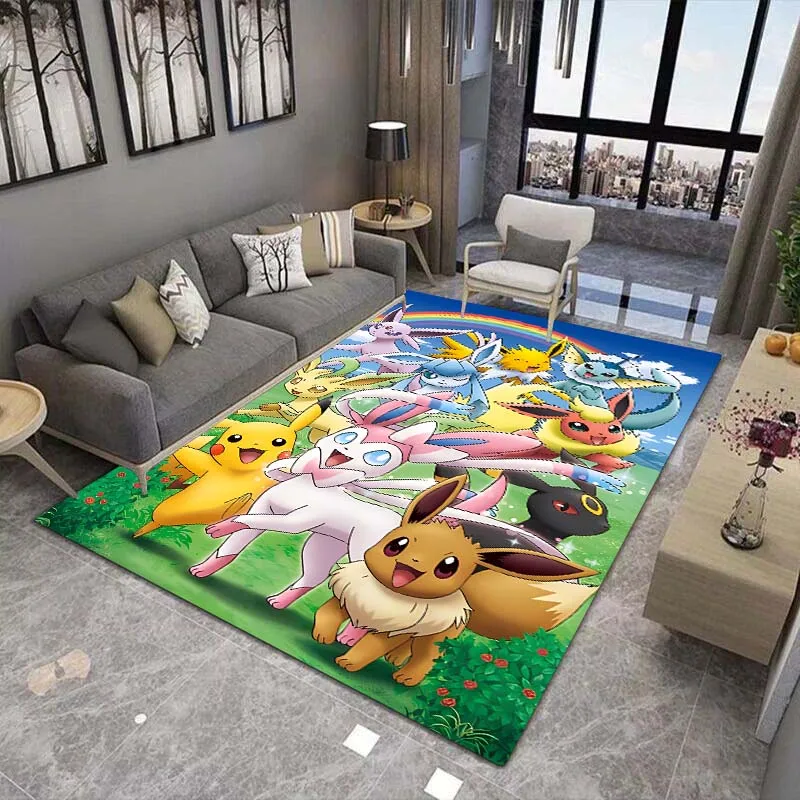 Cute Pokémon Cartoon Printing Carpet and Rug Living Room Bedroom Soft and Comfortable Decorative Carpet Exquisite Gift