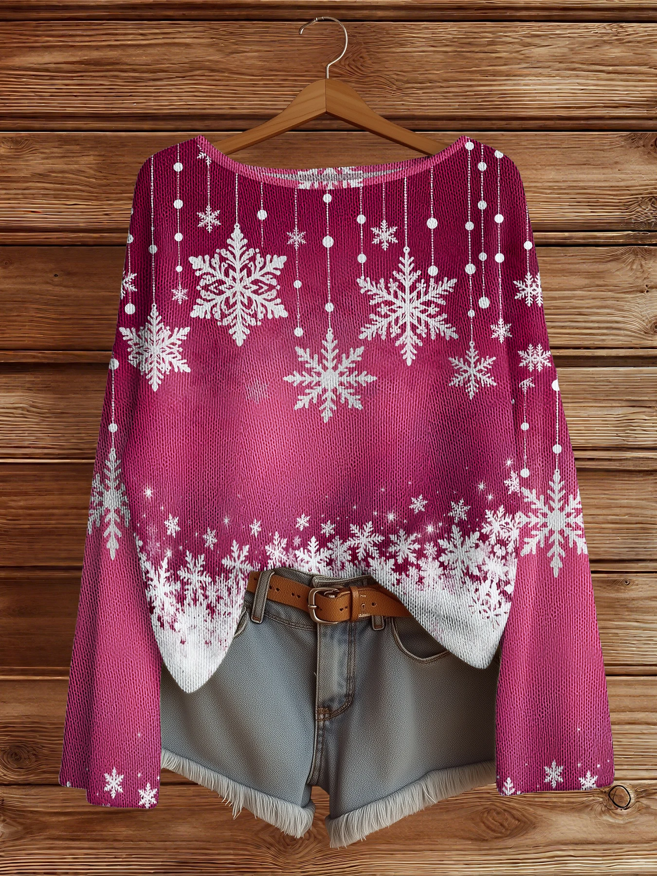 

Женский повседневный вязаный пуловер с принтом снежинок, свитера с круглым вырезом и длинными рукавами, свободный свитер, модные уличные джемперы, топы