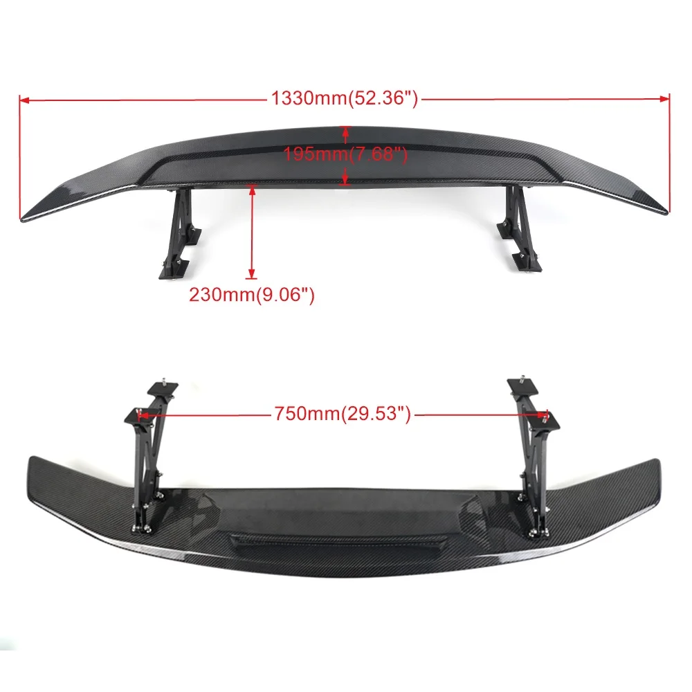 Universal Bodykit Carbon Fiber Automobile Rear Spoiler Tail Lip Rod Rear Wing Trunk Spoiler