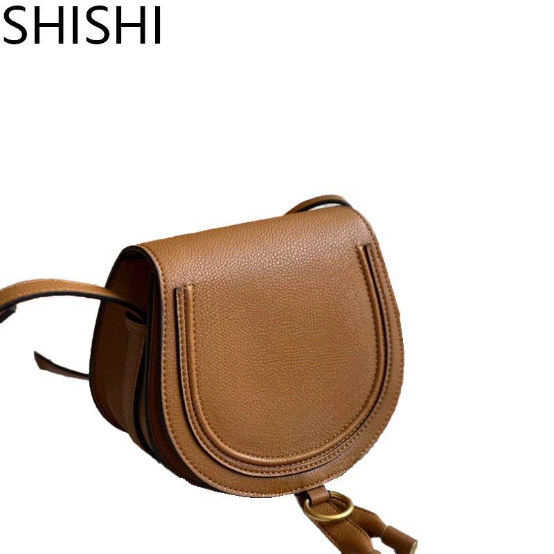 

SHISHI Fashion Designer Leather Large Capacity Crossbody Saddle Bag Women Classic Organ Tote Shoulder Handbag for Ladies