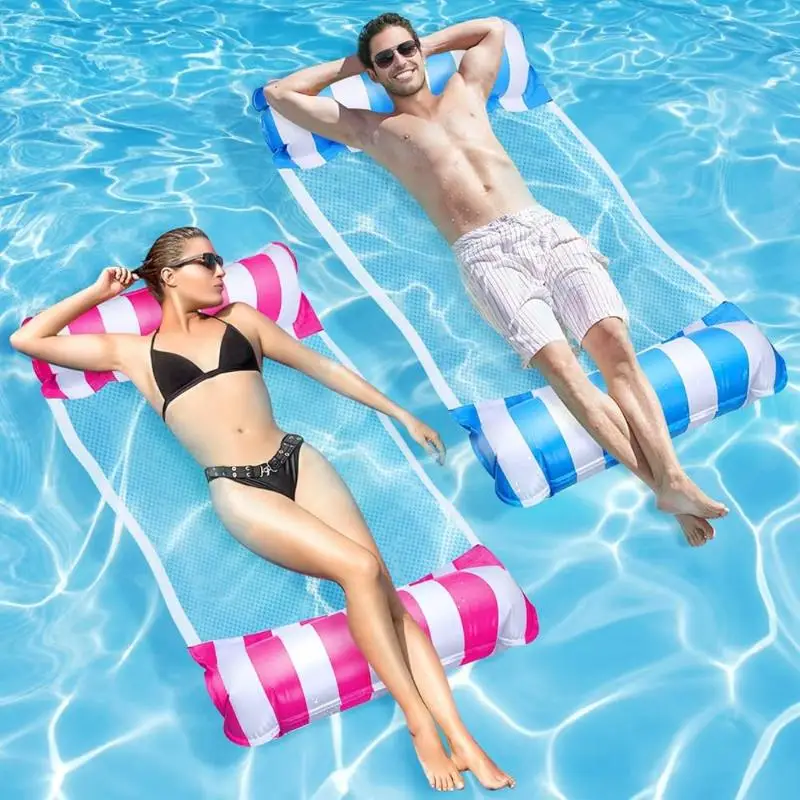 ~Hot Sale Inflatable Floating Water Hammock Foldable Lounger Portable Floating Bed Floating Row For Pool Beach