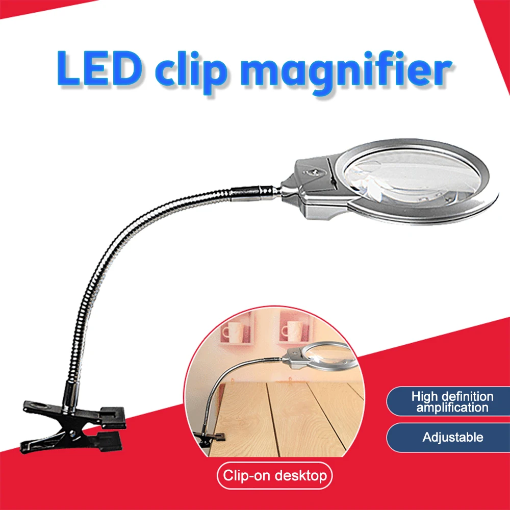Lente d'ingrandimento illuminata 2.25X/5X con rotazione flessibile della luce Lente d'ingrandimento per la riparazione del saldatore