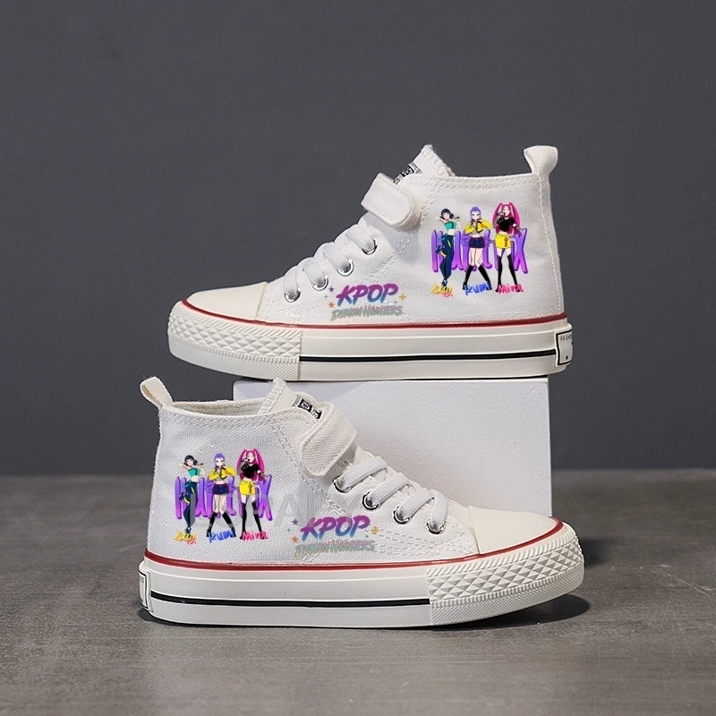 Image of Mädchen Frühling Koreanische Version Weichsohlige Freizeitschuhe Jungen High-Top Canvas-Schuhe Kinder Rutschfeste Schüler-Boardschuhe Einfarbig
