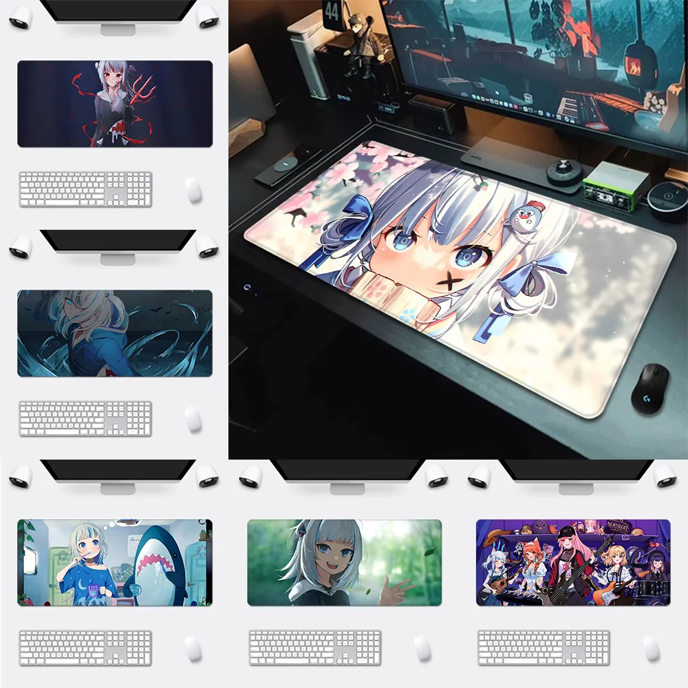 

Hololive YouTuber Gawr Gura Mousepad HD Printing Computer Gamers Locking Edge Non-slip Mouse Pad XXL90x40cm Keyboard PC Desk Pad