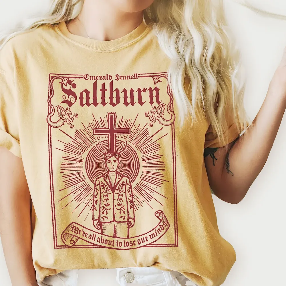 Vintage Saltburn T Shirt 2023 Poster Movie Merch Barry Keoghan Oliver Quick Jacob Elordi